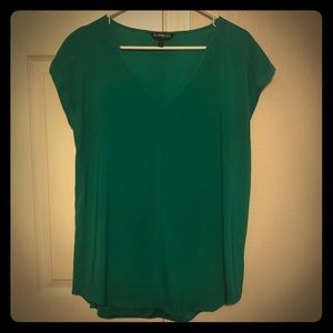 Green V-neck Express blouse